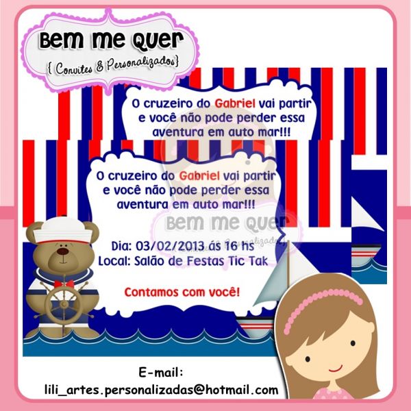 Convite Urso Marinheiro